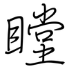 瞠: regular script (using a pen)
