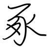 豖: regular script (using a pen)