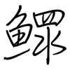 鰥: regular script (using a pen)