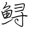 鲟: regular script (using a pen)