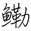 鳓: regular script (using a pen)