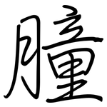 朣: 鋼筆楷書