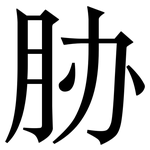 胁: 宋體(明體) 胁: 宋體(明體)