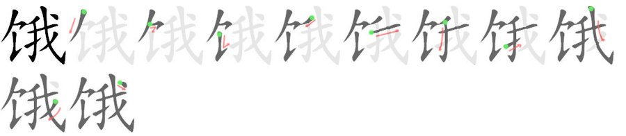 饿: 筆順