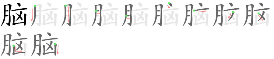 脑: 筆順