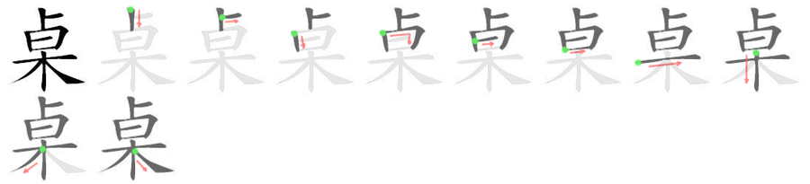 桌: 筆順
