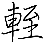 輊: Regelschrift (mit dem Füllfederhalter)