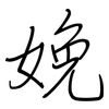 娩: Regelschrift (mit dem Füllfederhalter)