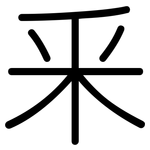 釆: Gerundet